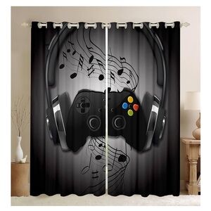 Gaming Controller Music Curtains 76”Wx54L  2panels